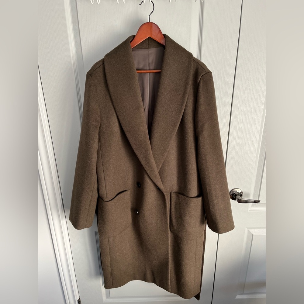 Club Monaco Shawl-Collar Overcoat in Olive
